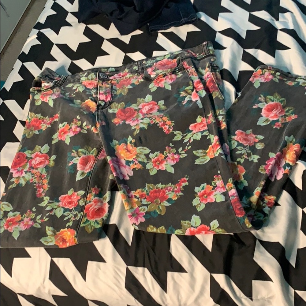 Floral Print Jeans
